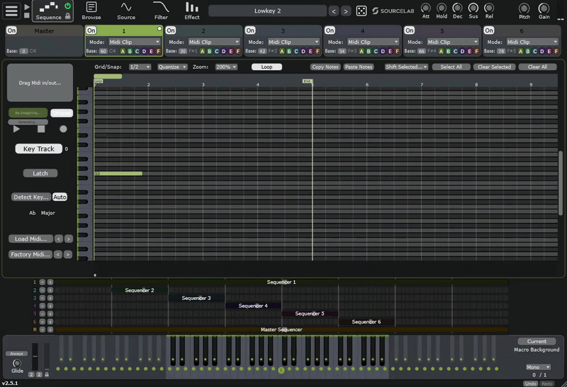 Difro AI generating MIDI melodies in SourceLab